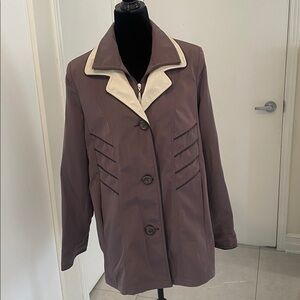 ALIA VTG fully lined Spring/Fall button down-zipper closure Brown Coat Sze Small
